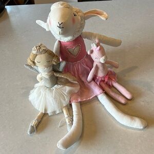Ballerina stuffie bundle, unicorn, sheep and girl various sizes